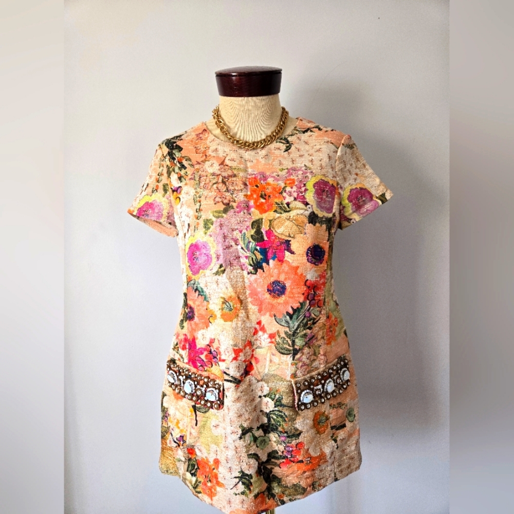 Tory Burch Jillian Floral Print Tunic From 2014 Resrt Line. Size 6 - Picture 2 of 14